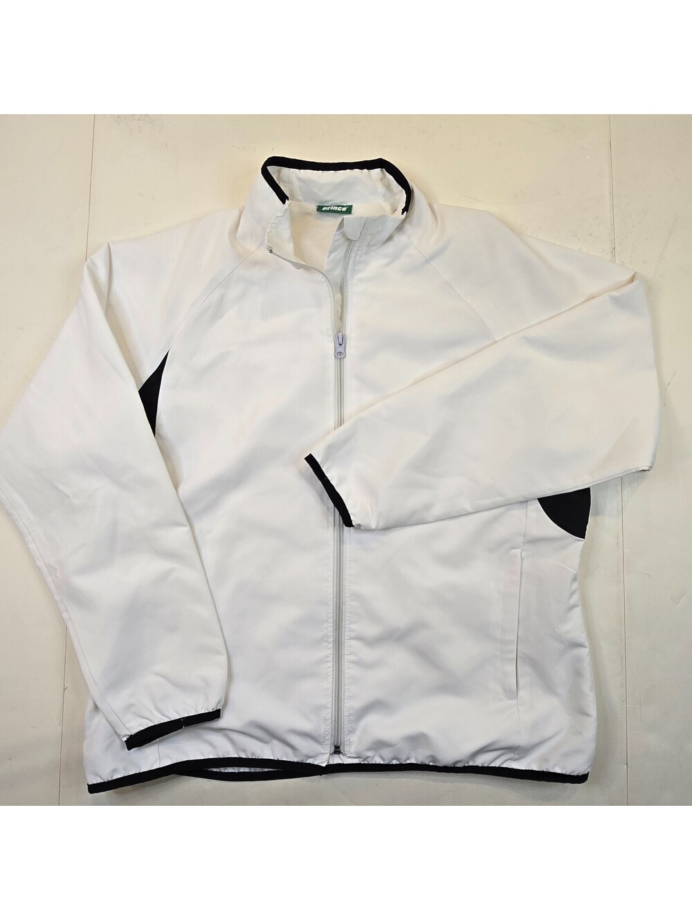 Vintage Prince Tennis Windbreaker Jacket Mens Large White with Black
